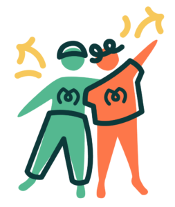 Illustration deux personnages bras dessus-dessous